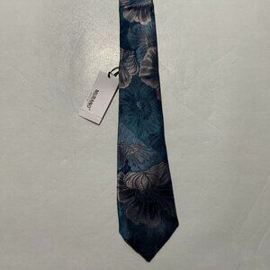 NEW- Mens Murano Collezione Neck Tie Silk Teal Floral MSRP: $80- A108